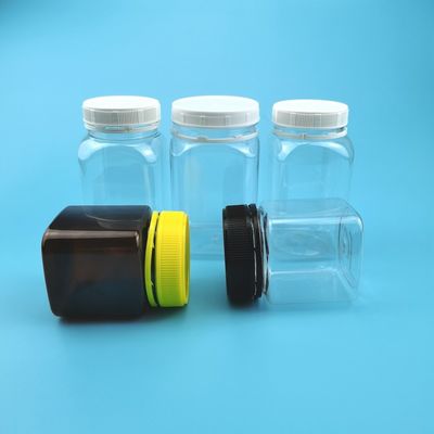l'alimento di plastica della medicina 320ml stona la bottiglia quadrata dell'ANIMALE DOMESTICO del miele con il cappuccio evidente del compressore