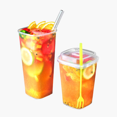 Tazze di plastica della bolla pp del quadrato 24Oz 500ml Boba a parete semplice