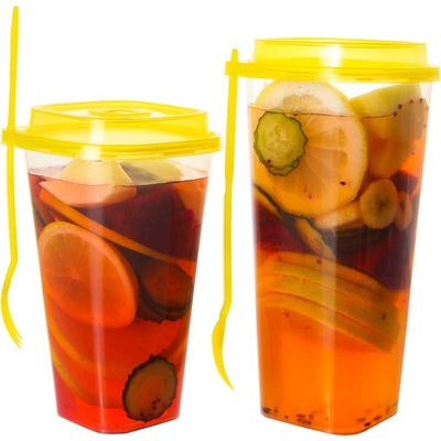 Tazze di plastica della bolla pp del quadrato 24Oz 500ml Boba a parete semplice